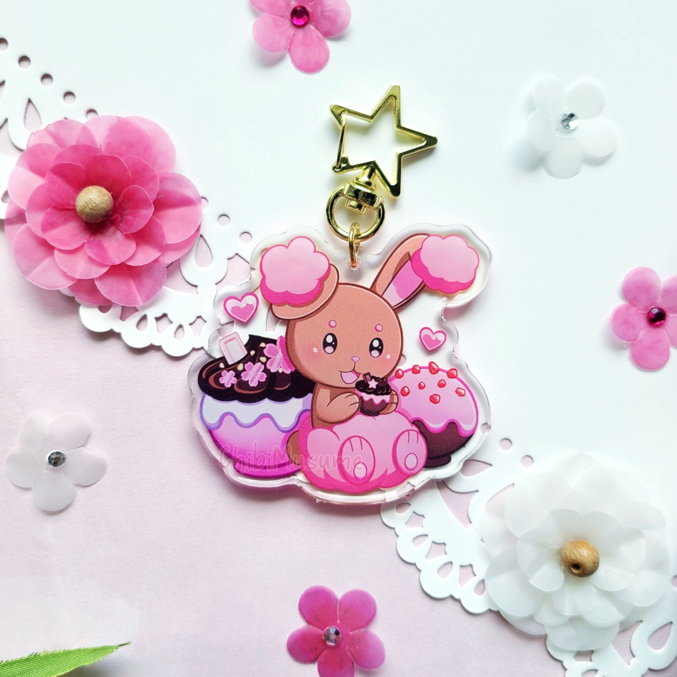 Yellow/Pink Bunny #427 Acrylic Charm