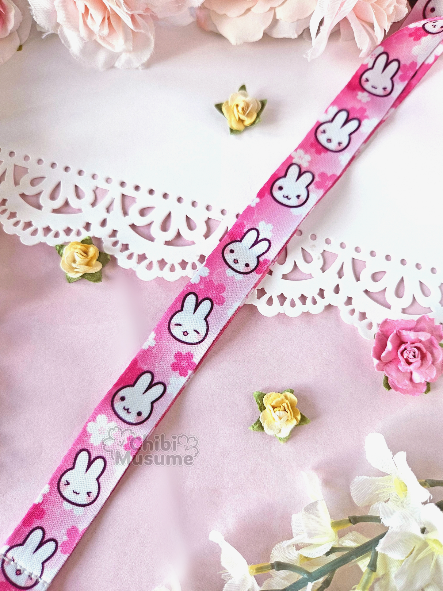 Bunny and Rabbit Sakura Pink Lanyard