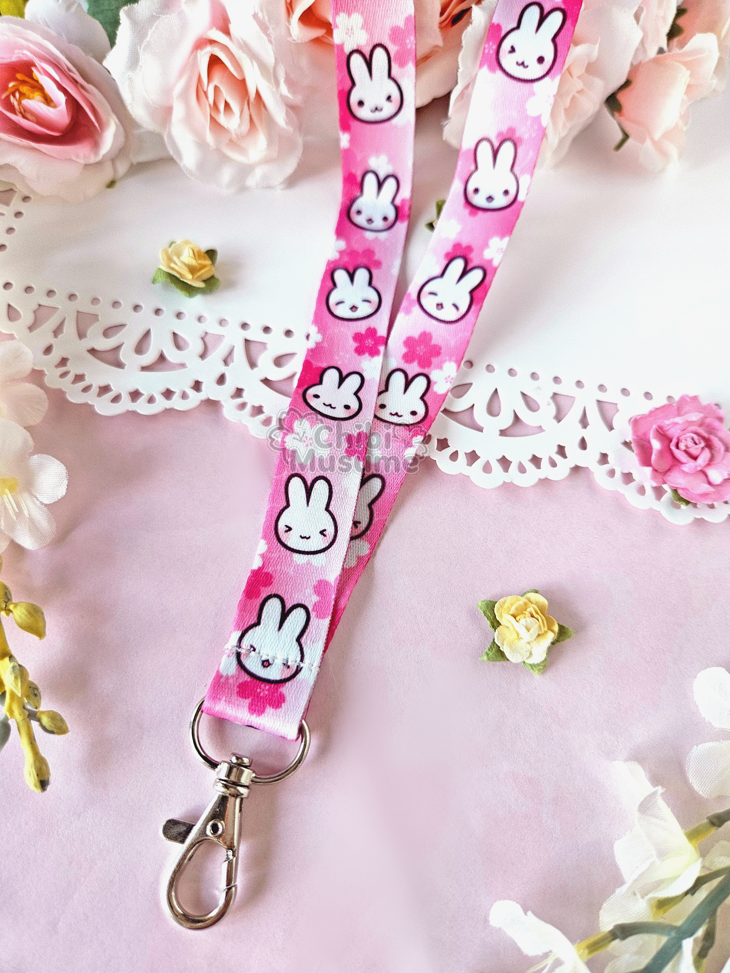 Bunny and Rabbit Sakura Pink Lanyard