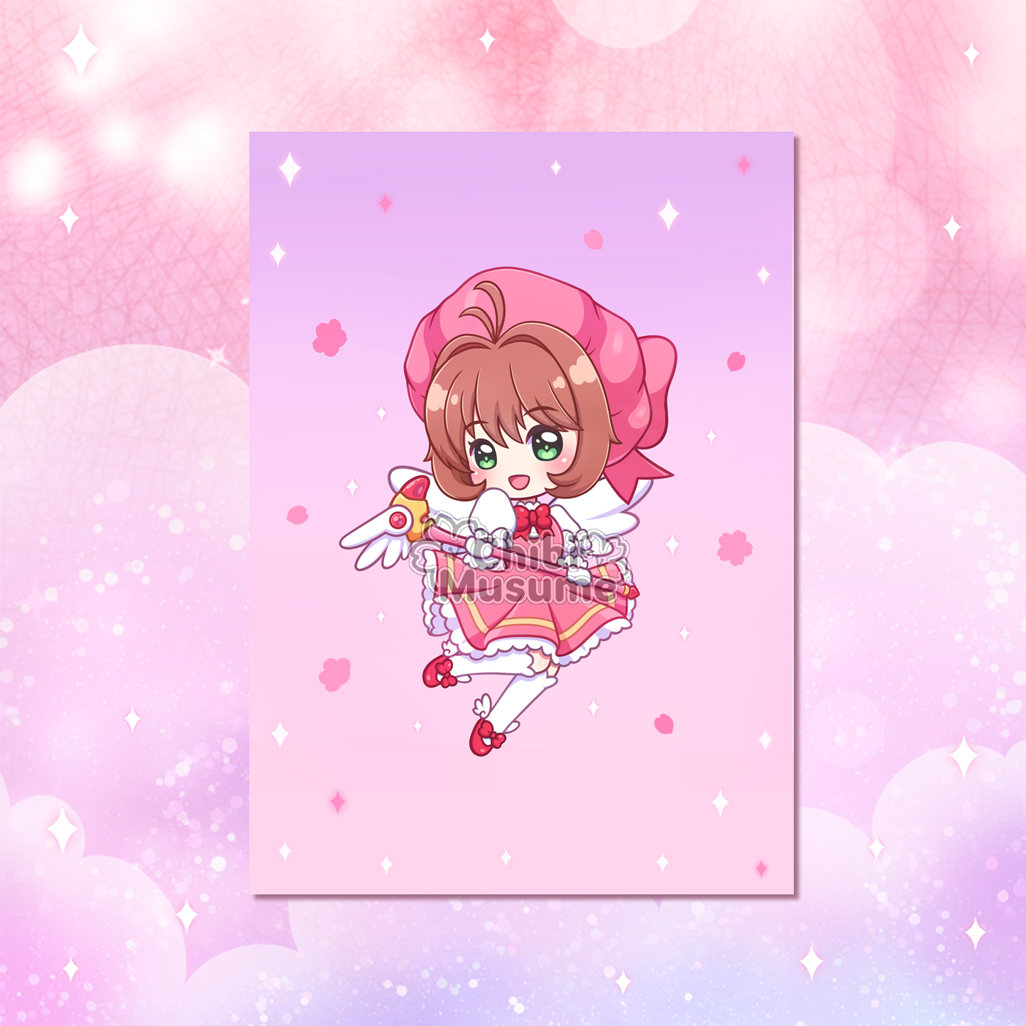 Pink Dress Sakura 5x7 Art Print