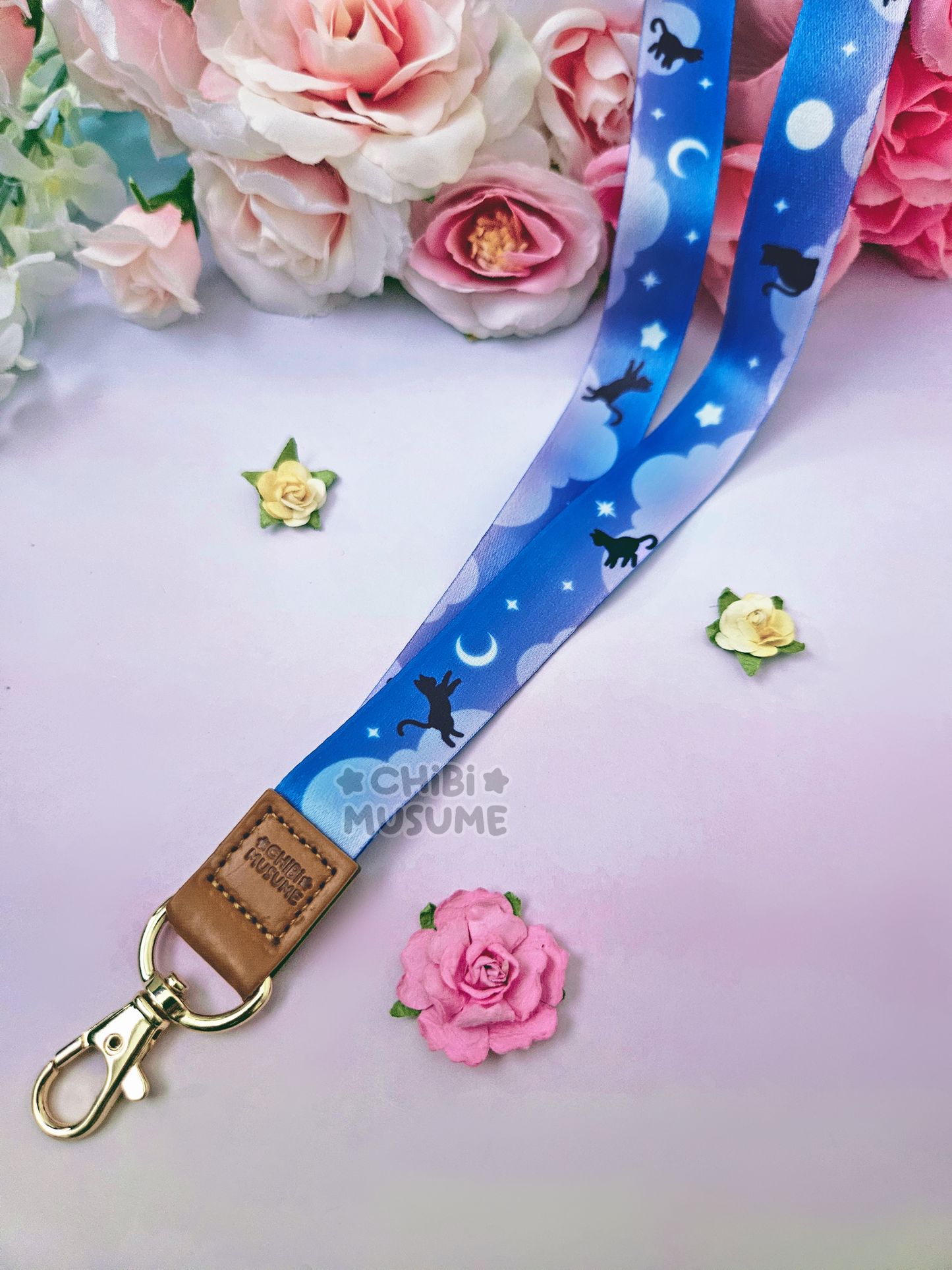Blue Starry Cat Lanyard