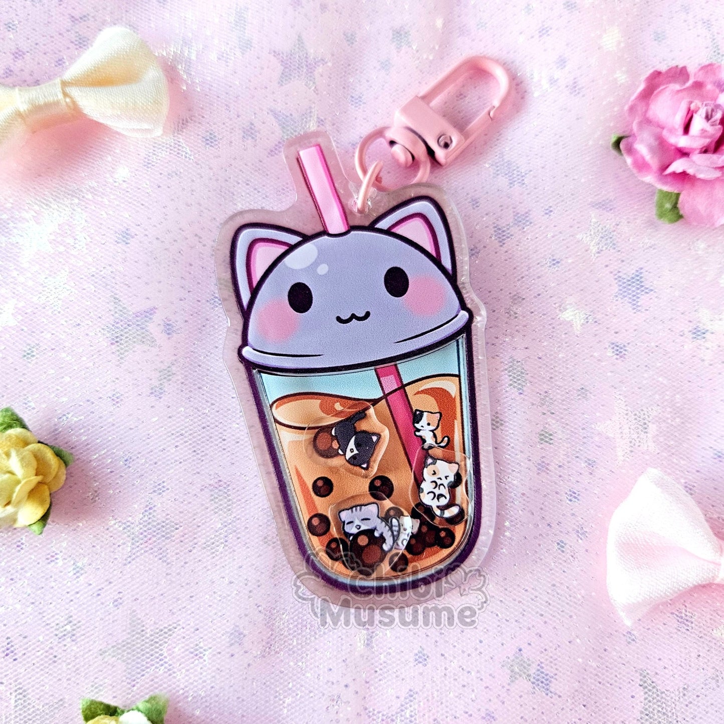 Cat Bubble Tea Shaker Charm