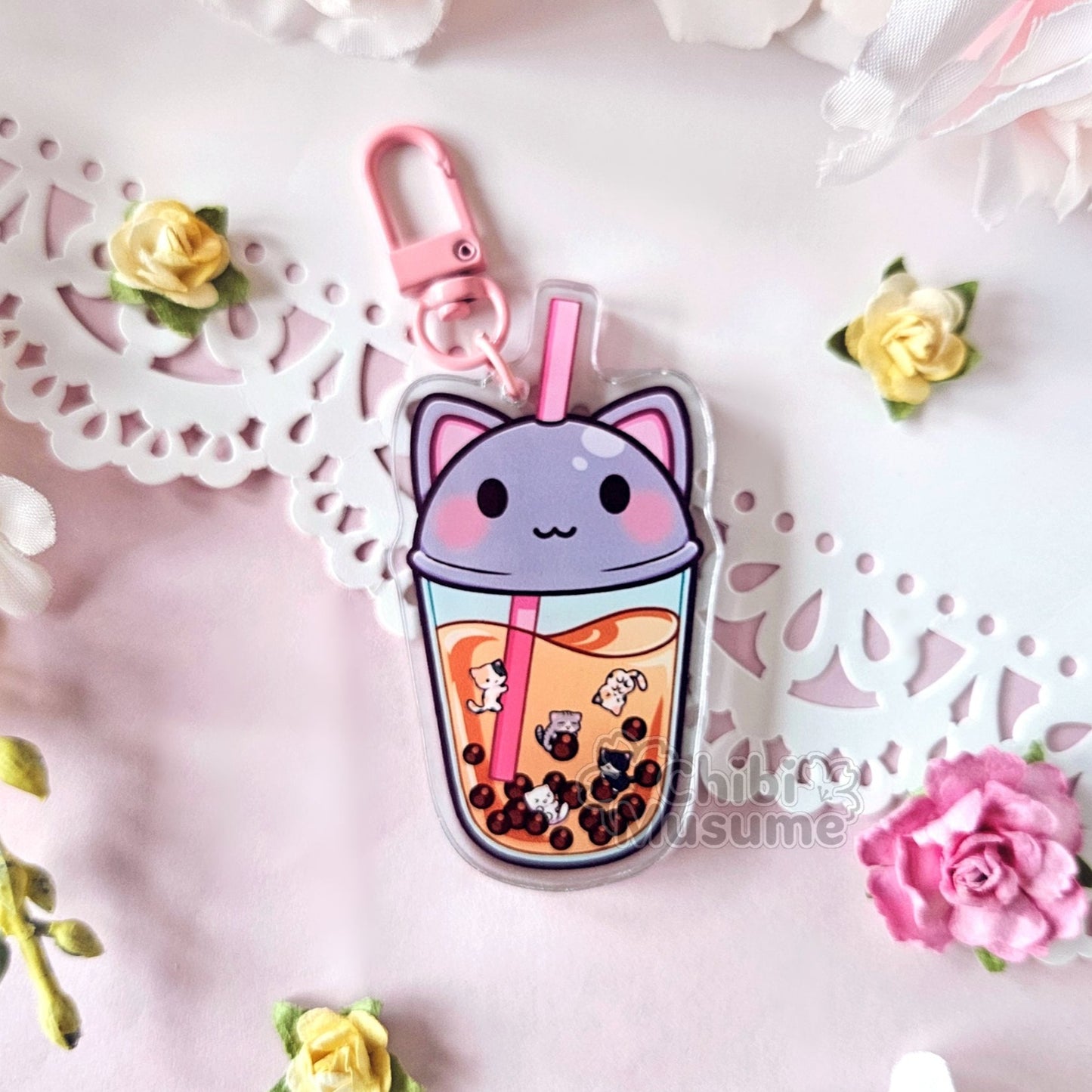 Cat Bubble Tea Shaker Charm