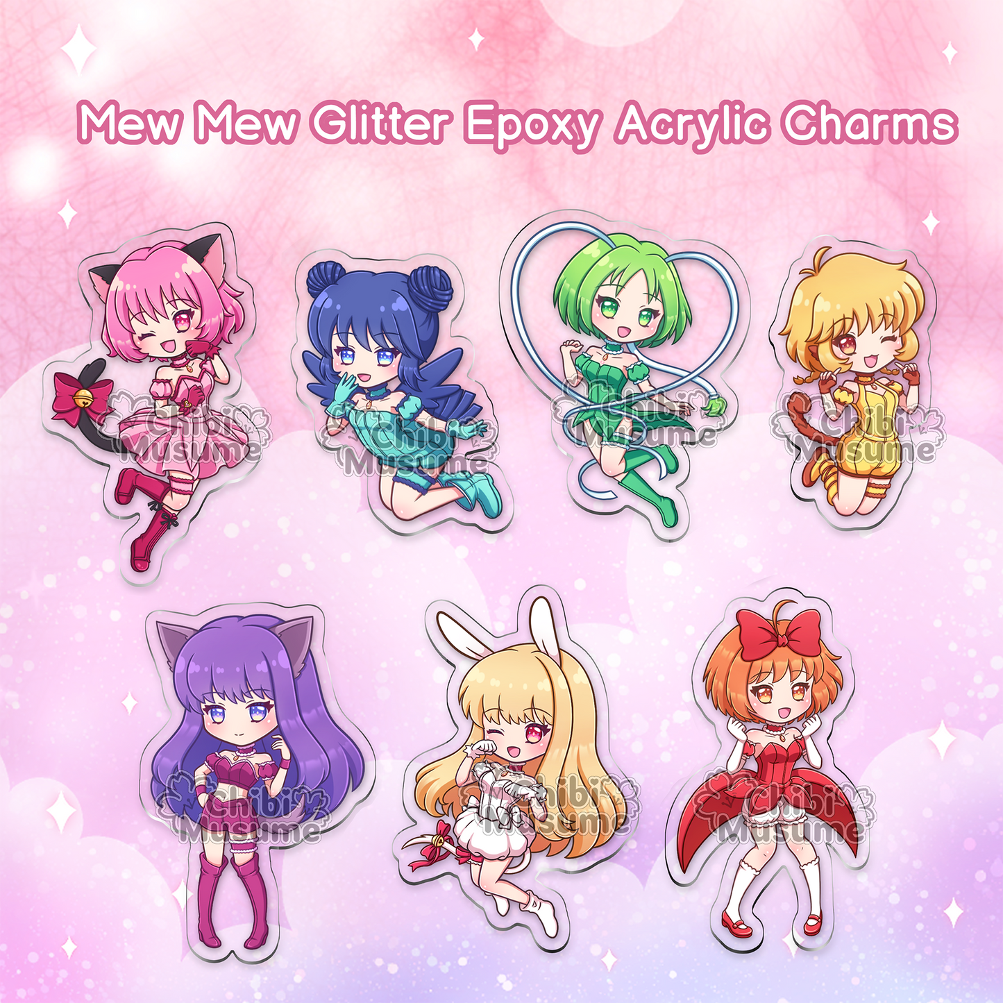 Mew Mew Acrylic Charm Set