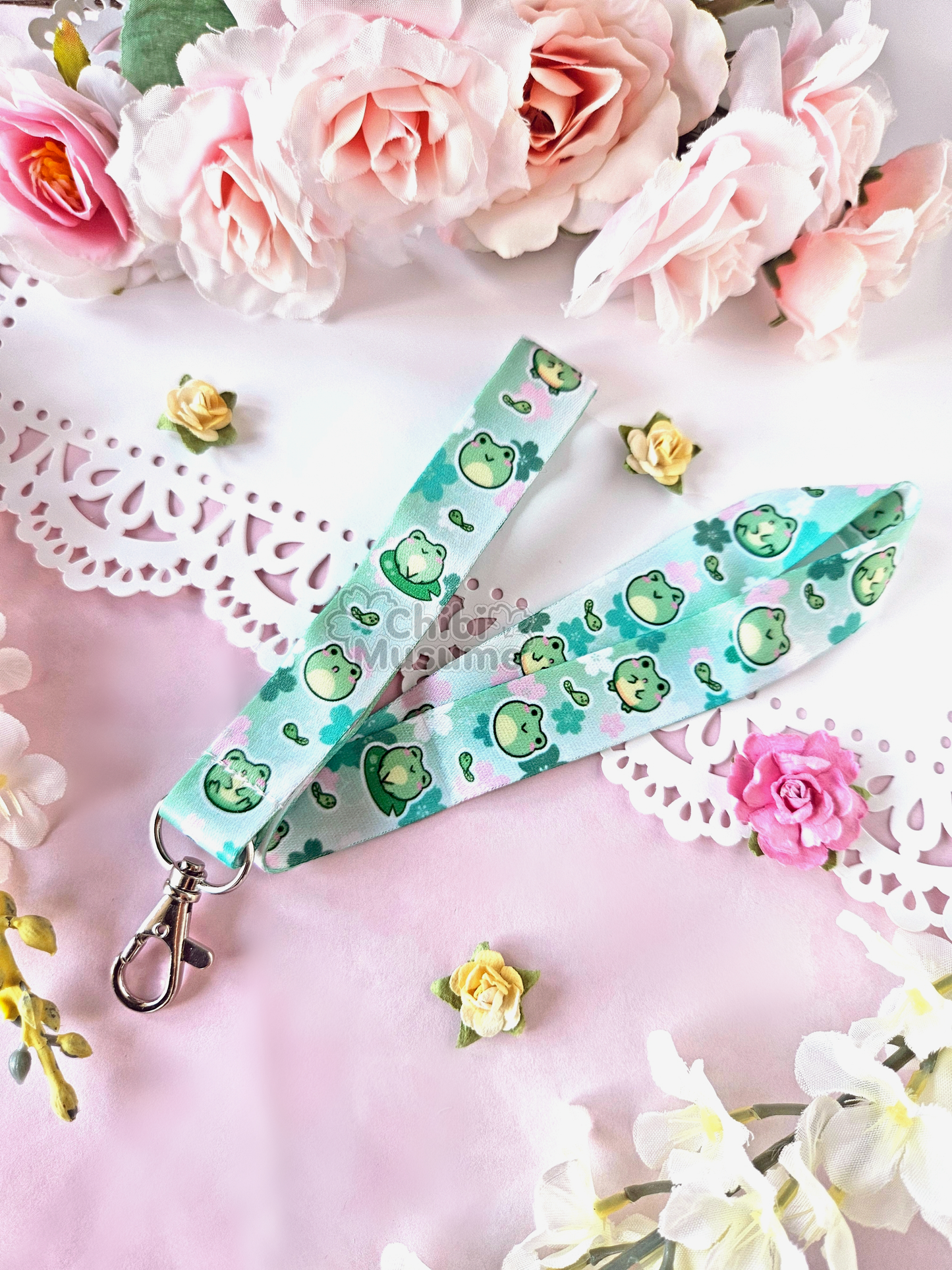 Frog and Tadpole Sakura Lanyard