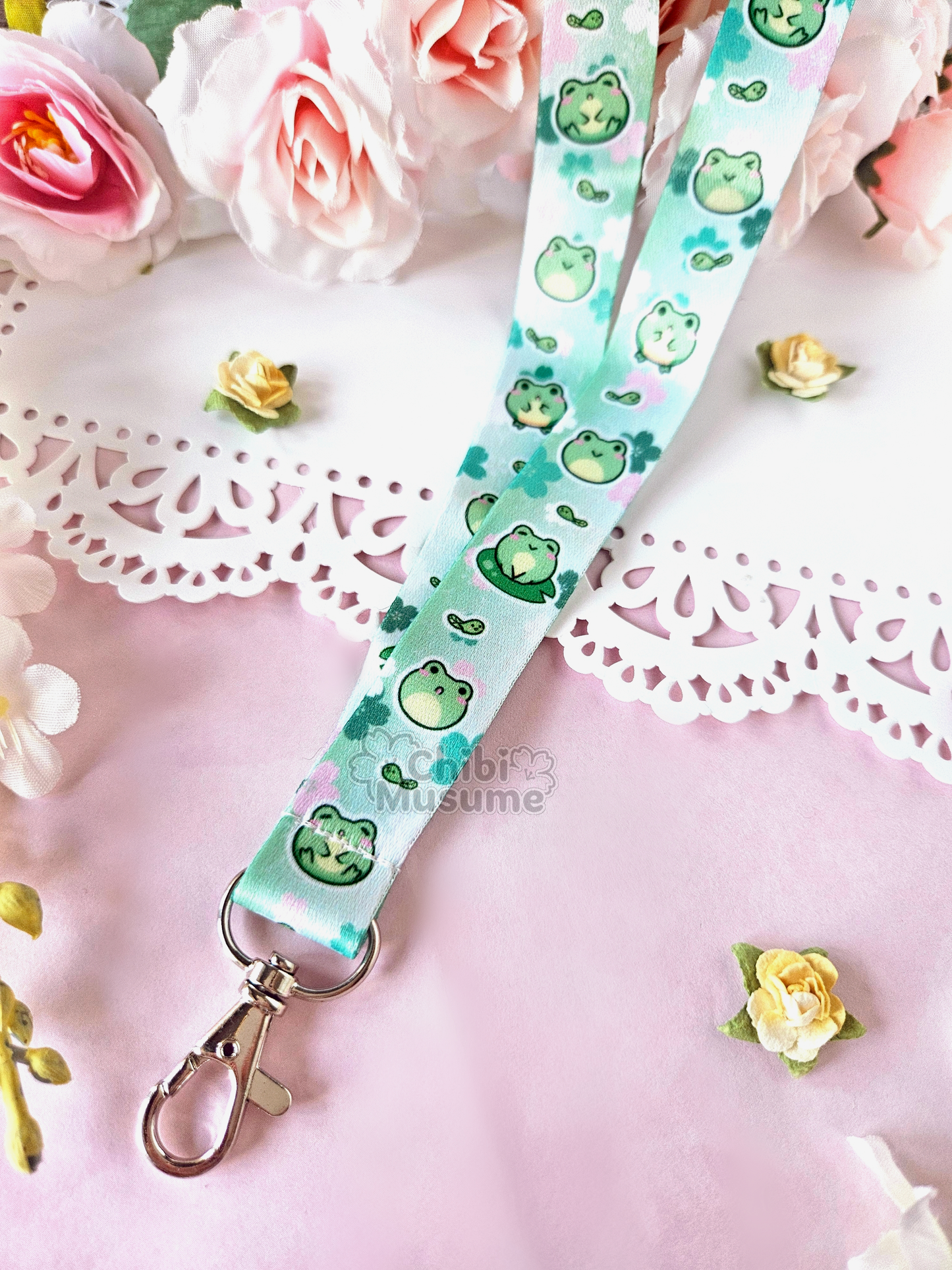 Frog and Tadpole Sakura Lanyard