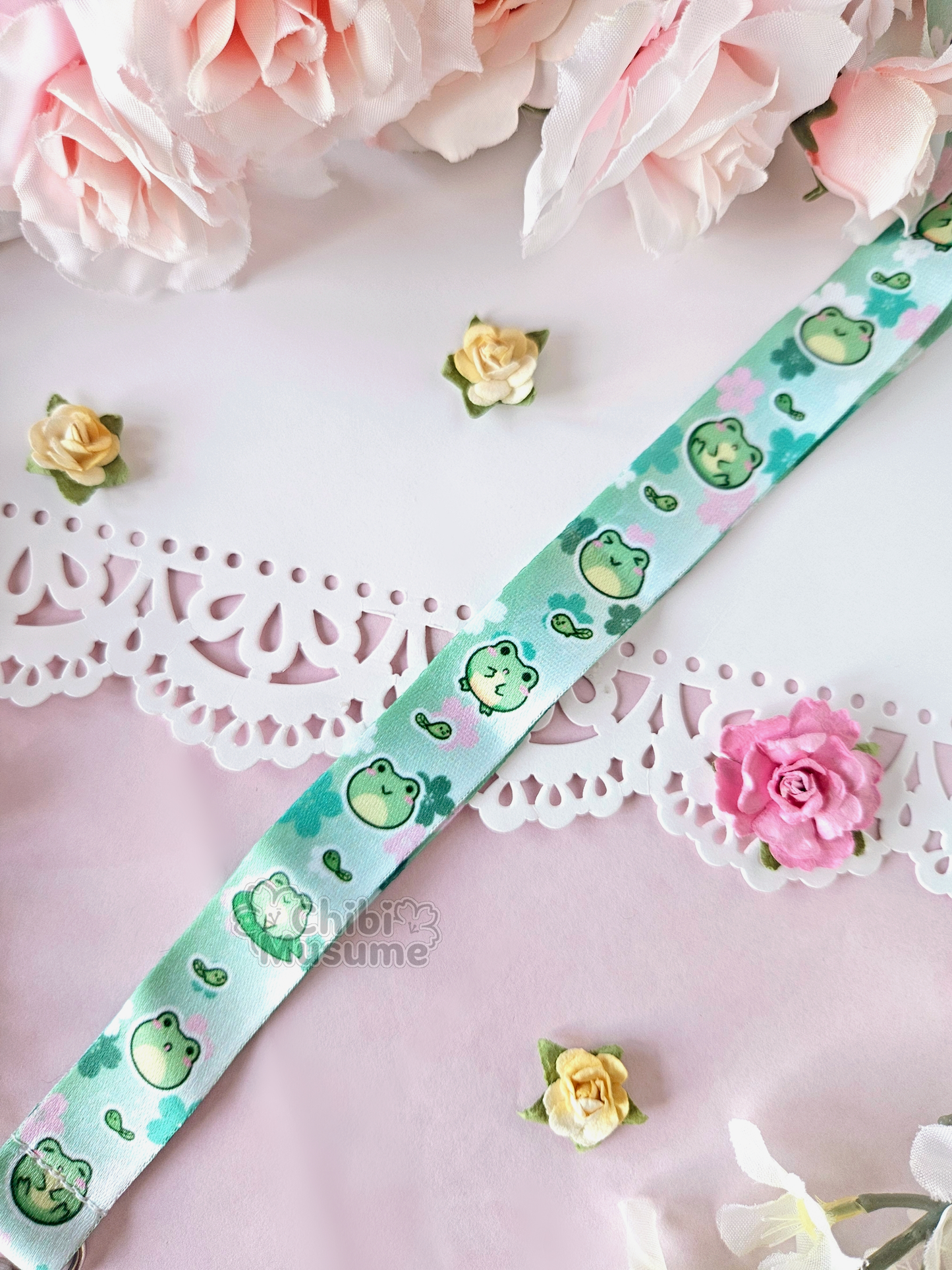 Frog and Tadpole Sakura Lanyard