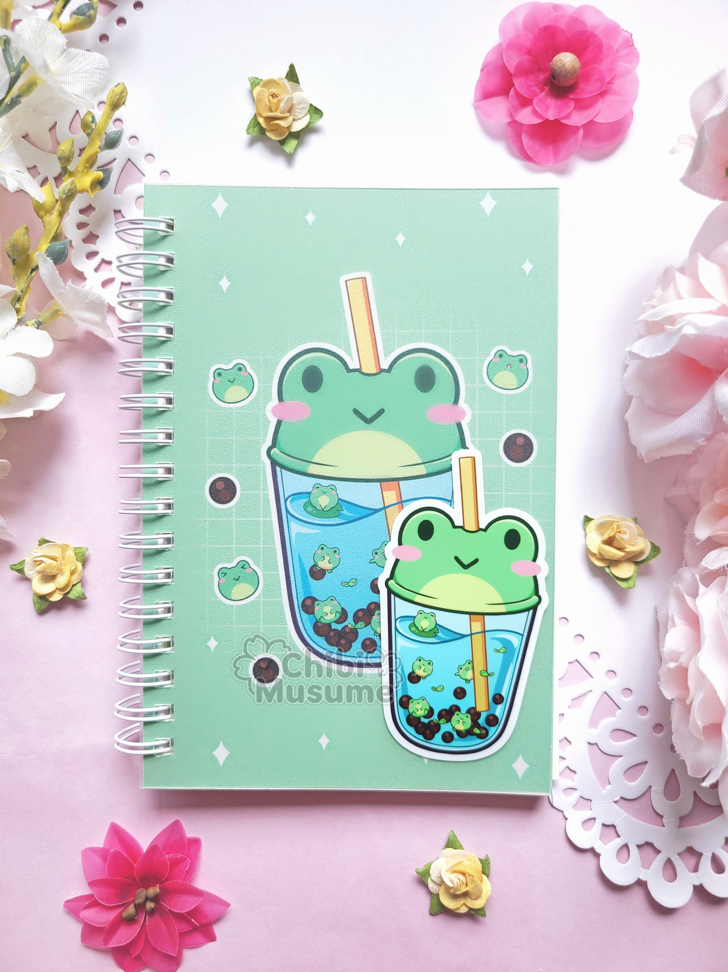 Bubble Tea Frog Boba Reusable Sticker Book