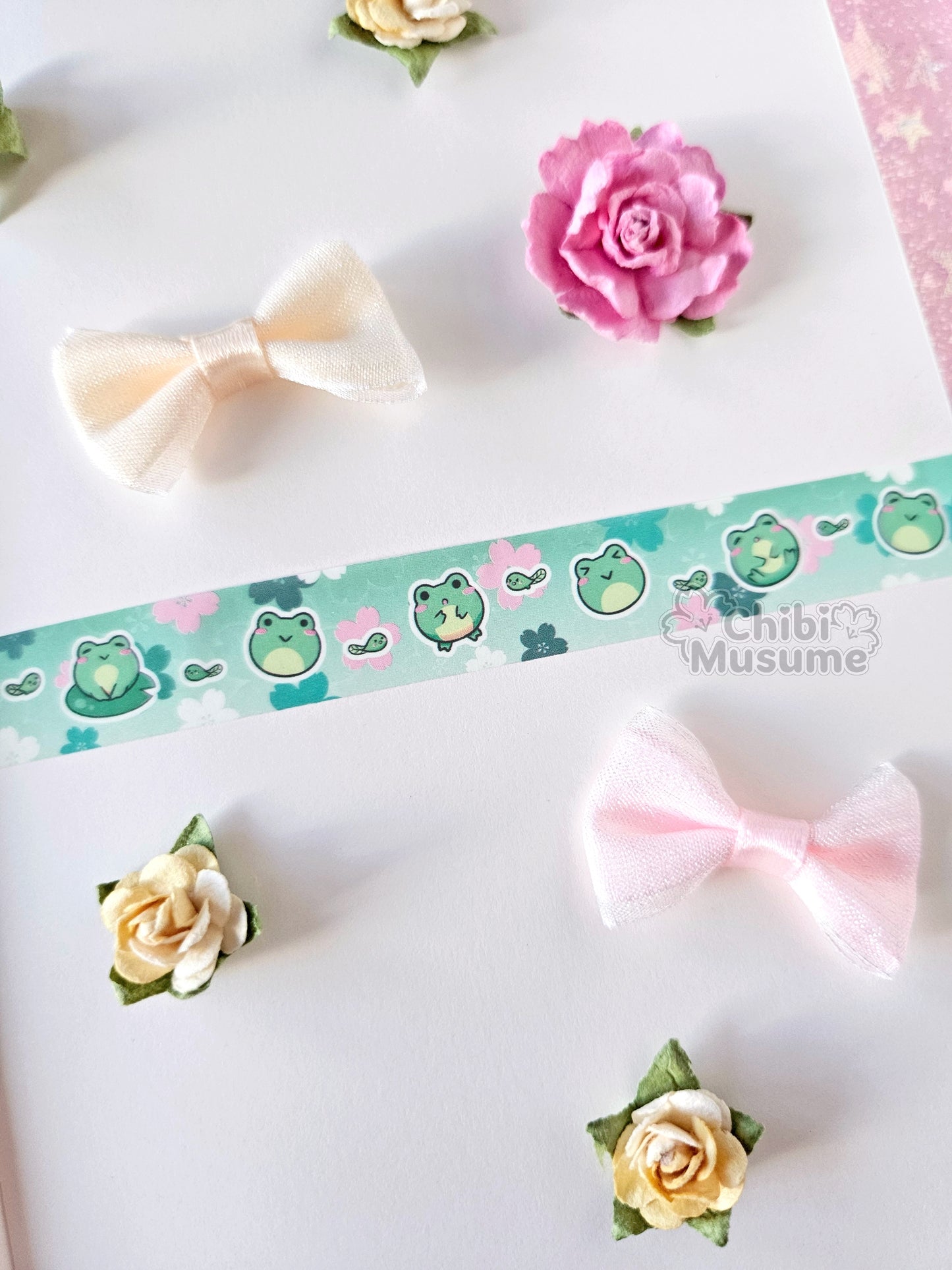 Cute Frog and Tadpole Sakura Washi Tape