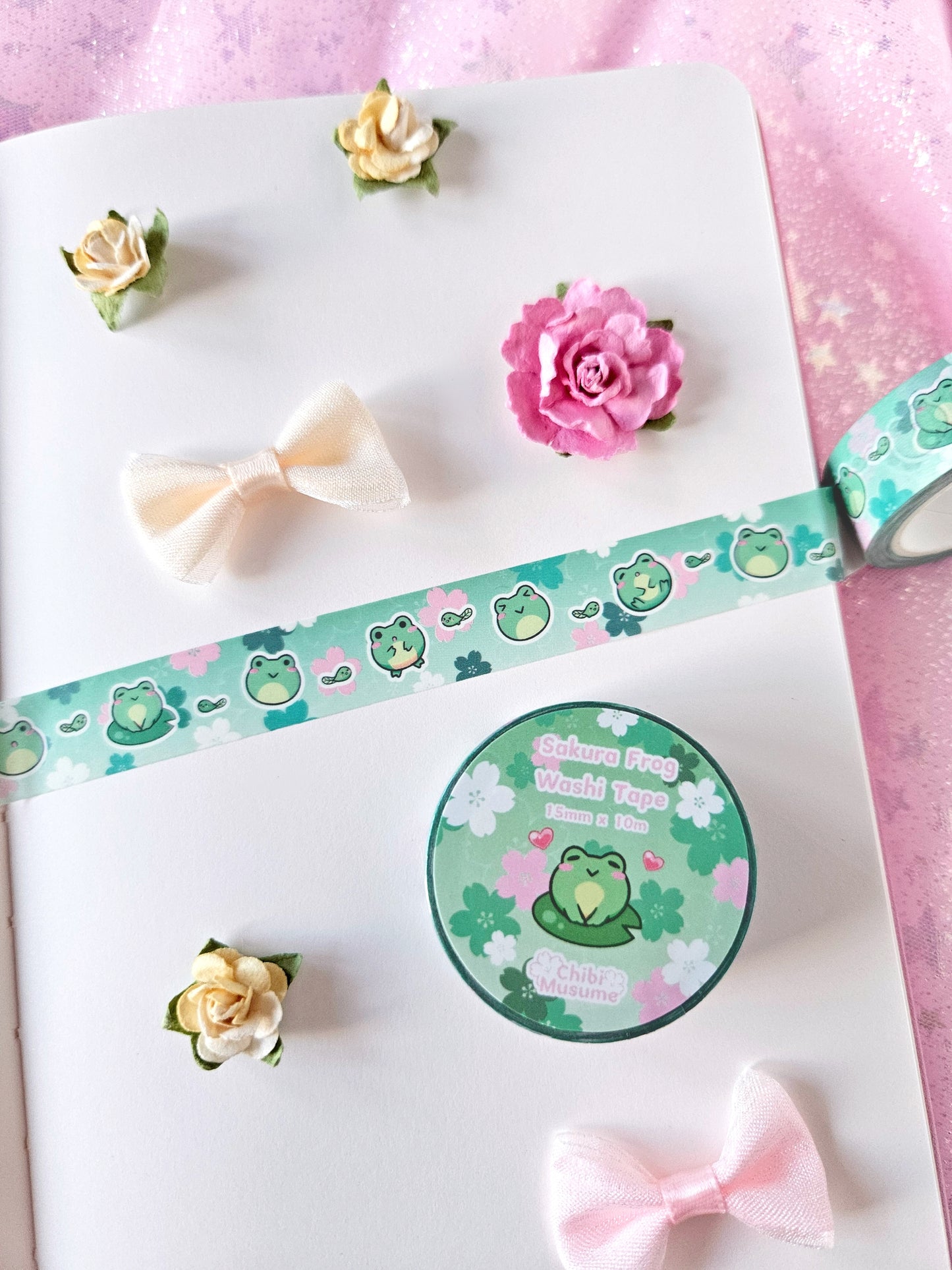 Cute Frog and Tadpole Sakura Washi Tape
