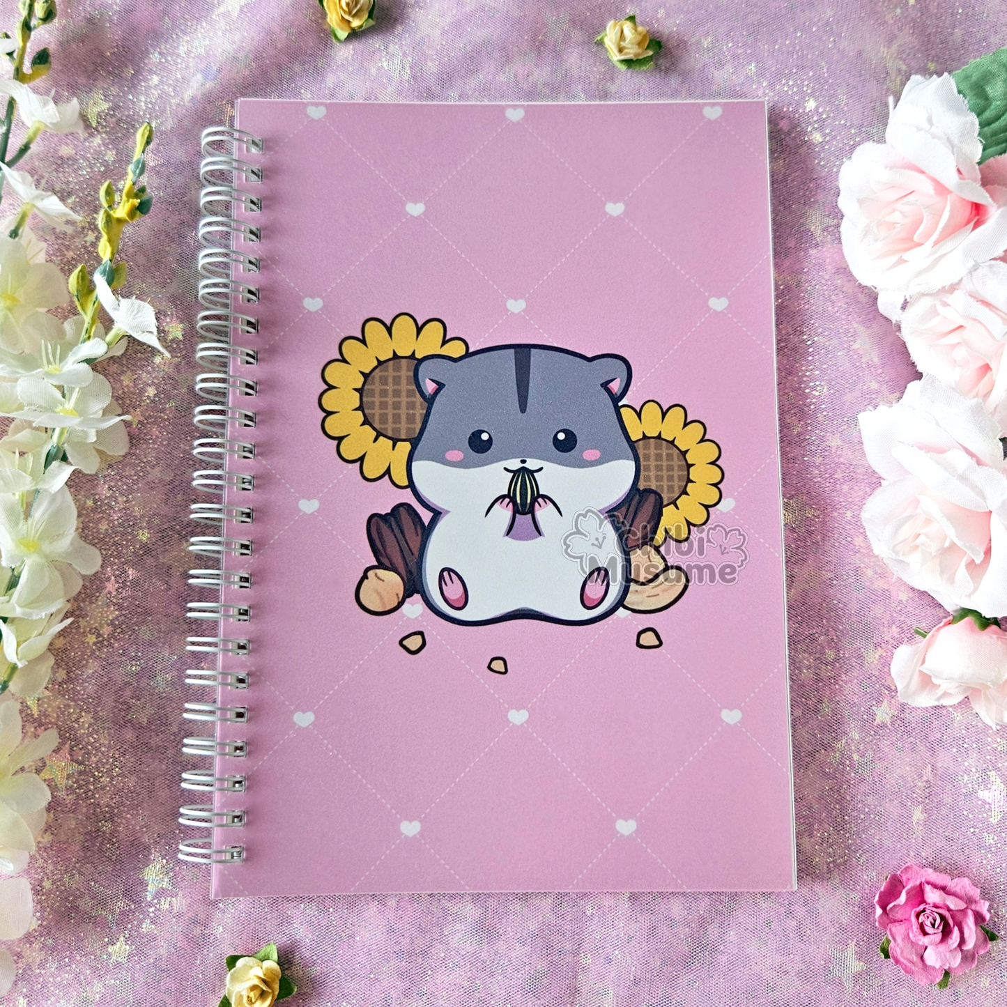 Cute Pink Snacking Hamster Reusable Sticker Book