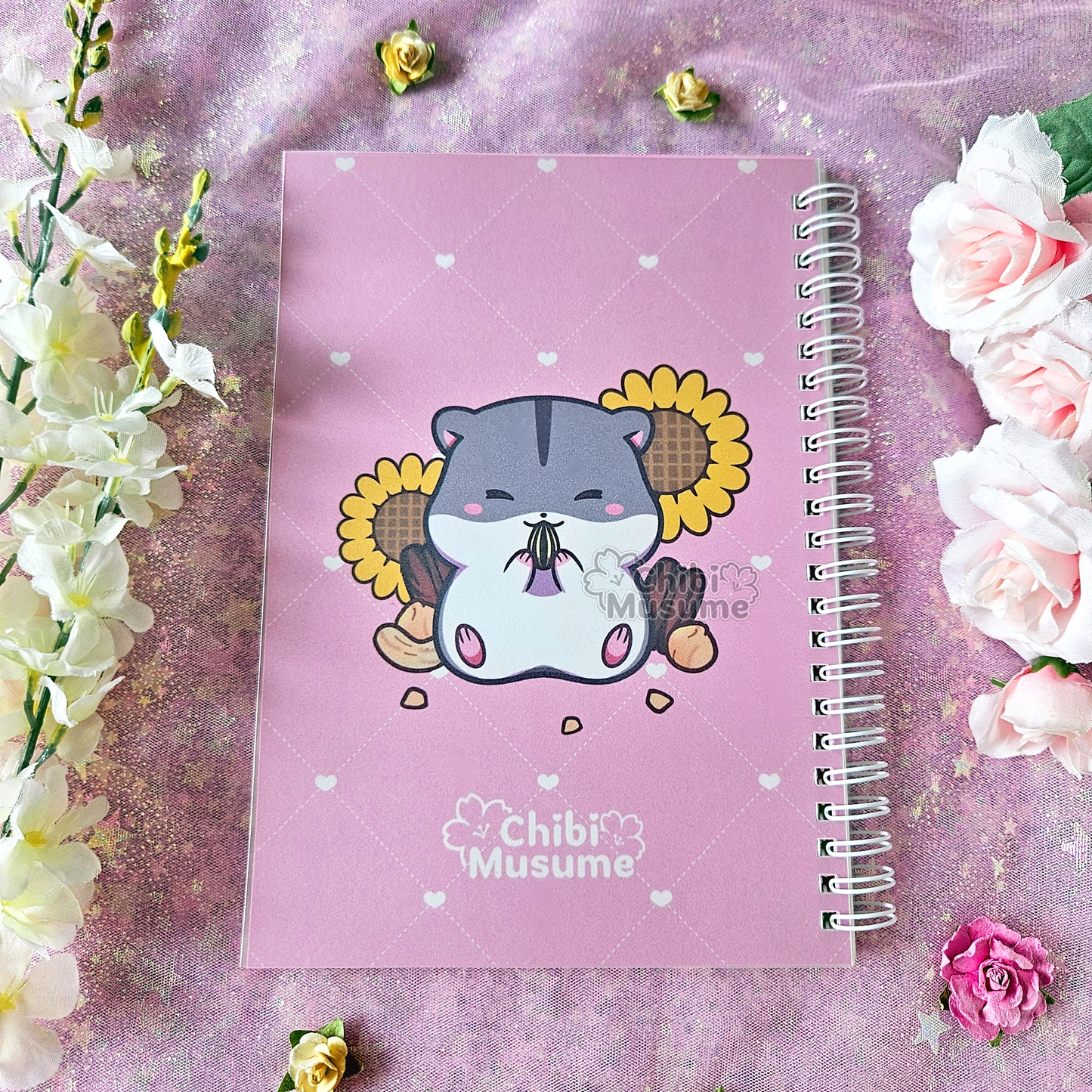 Cute Pink Snacking Hamster Reusable Sticker Book