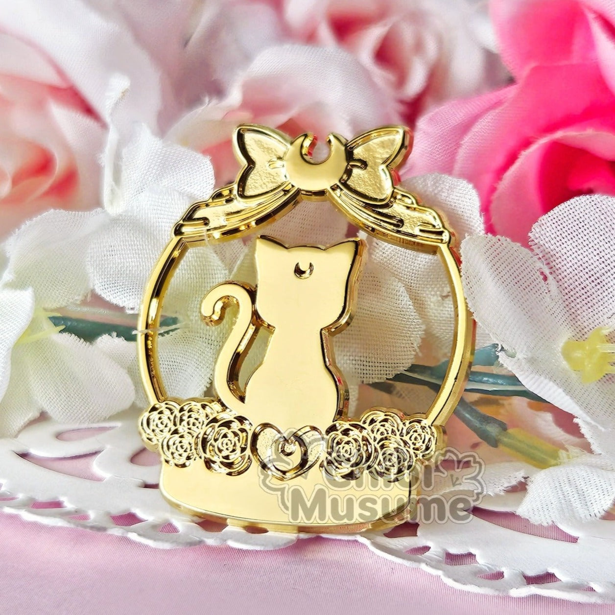 Moon Cat Snow Globe Enamel Pin