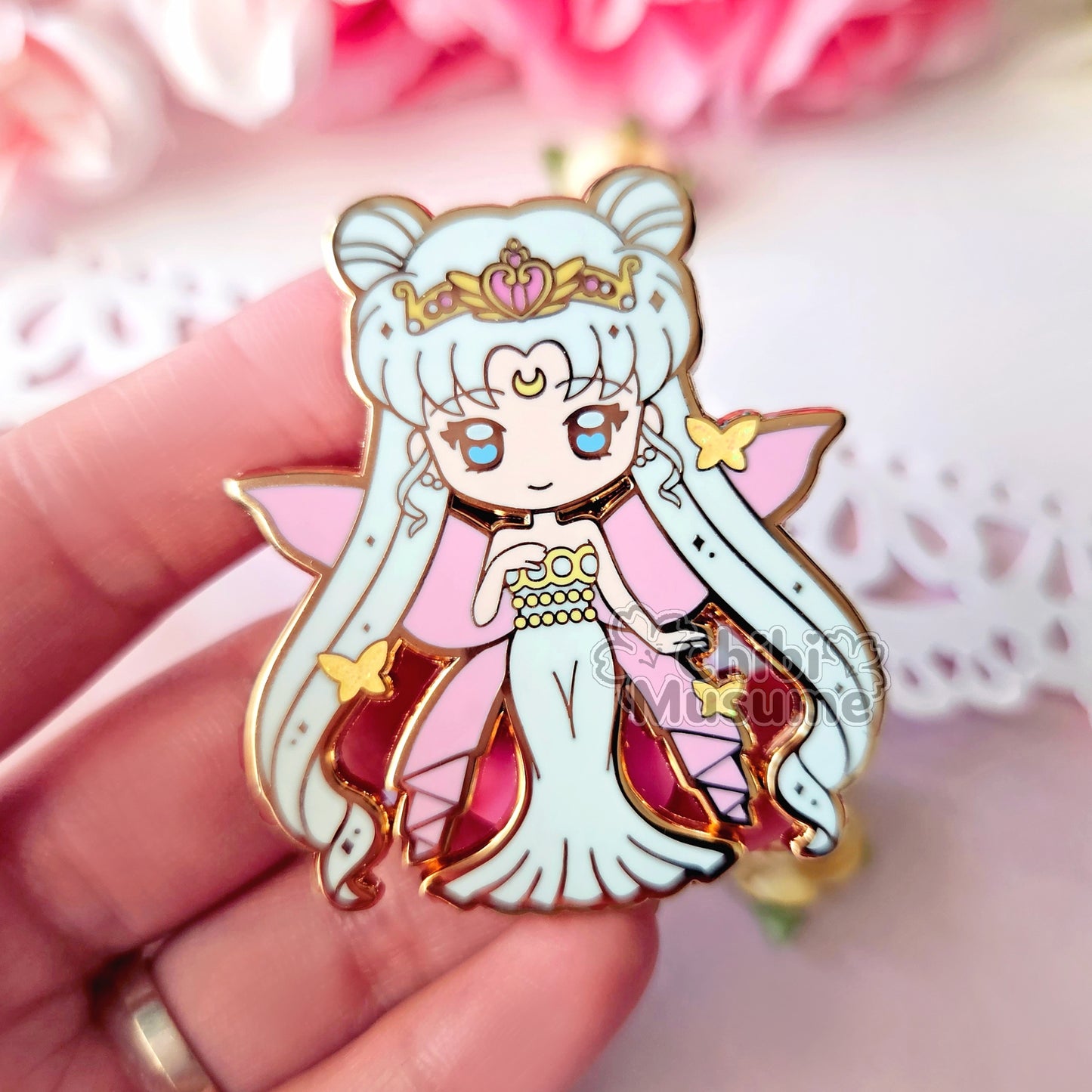 Moon Queen White Enamel Pin