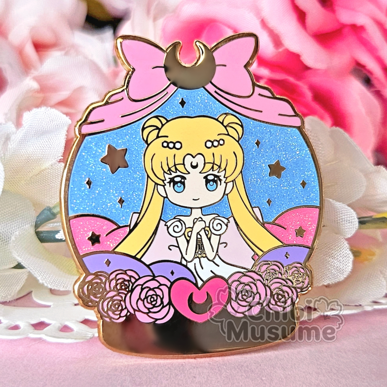 Princess Moon Snow Globe Enamel Pin