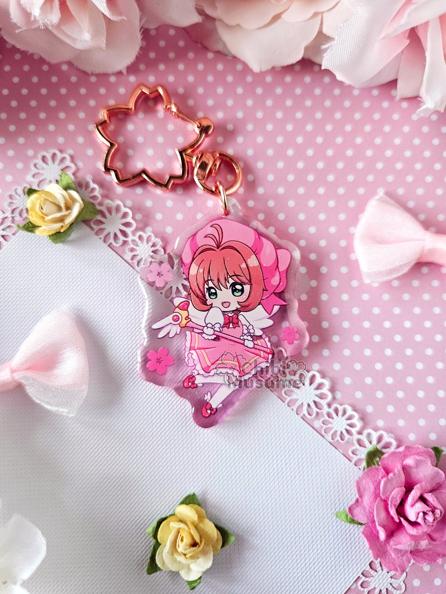 Pink Dress Sakura Acrylic Charm