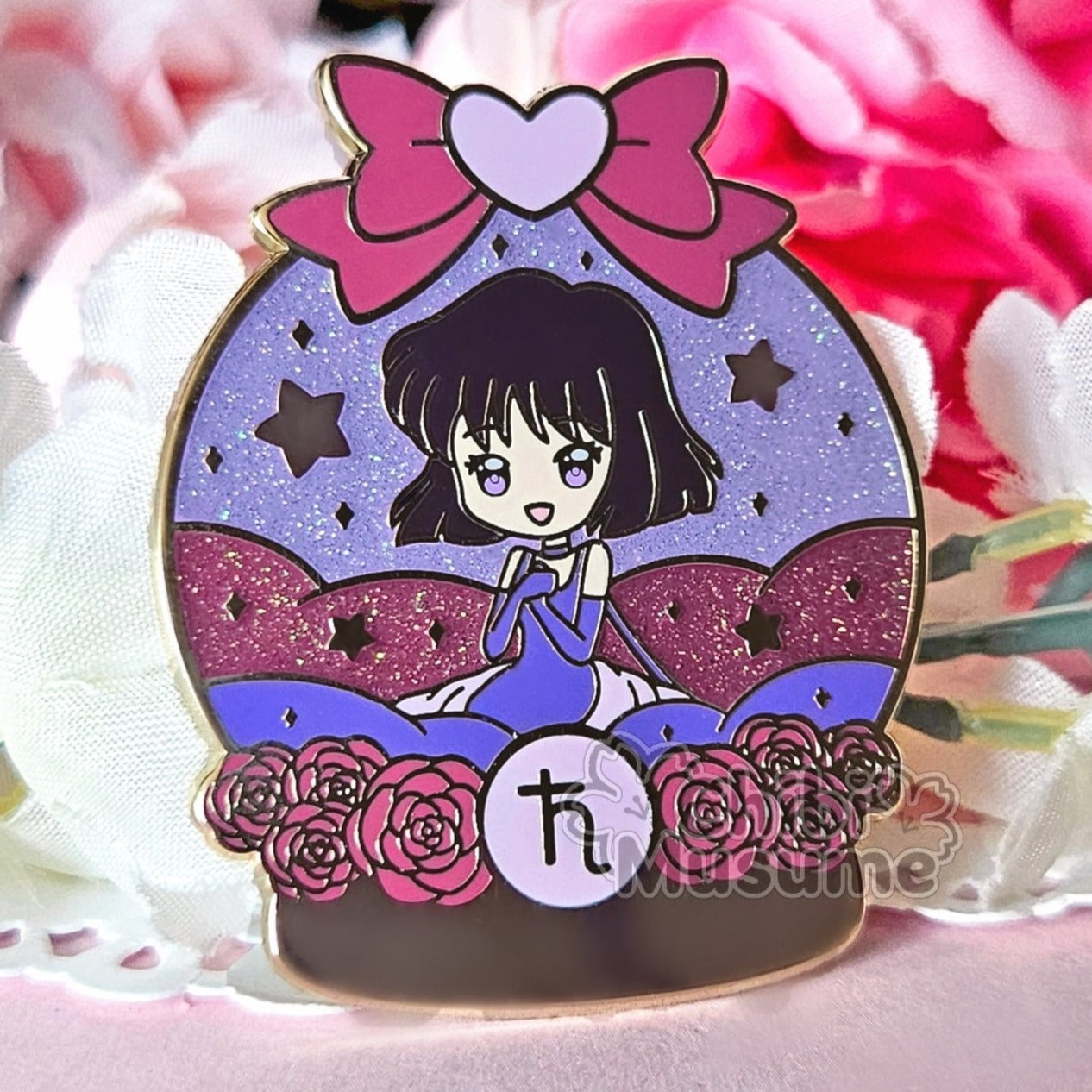 Saturn Princess Snow Globe Enamel Pin