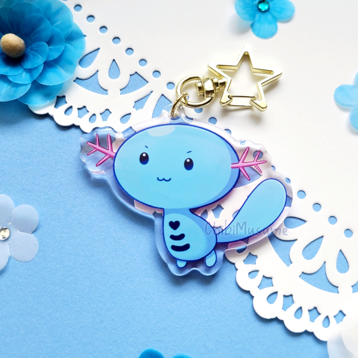 Blue/Pink Axolotl #194 Acrylic Charm