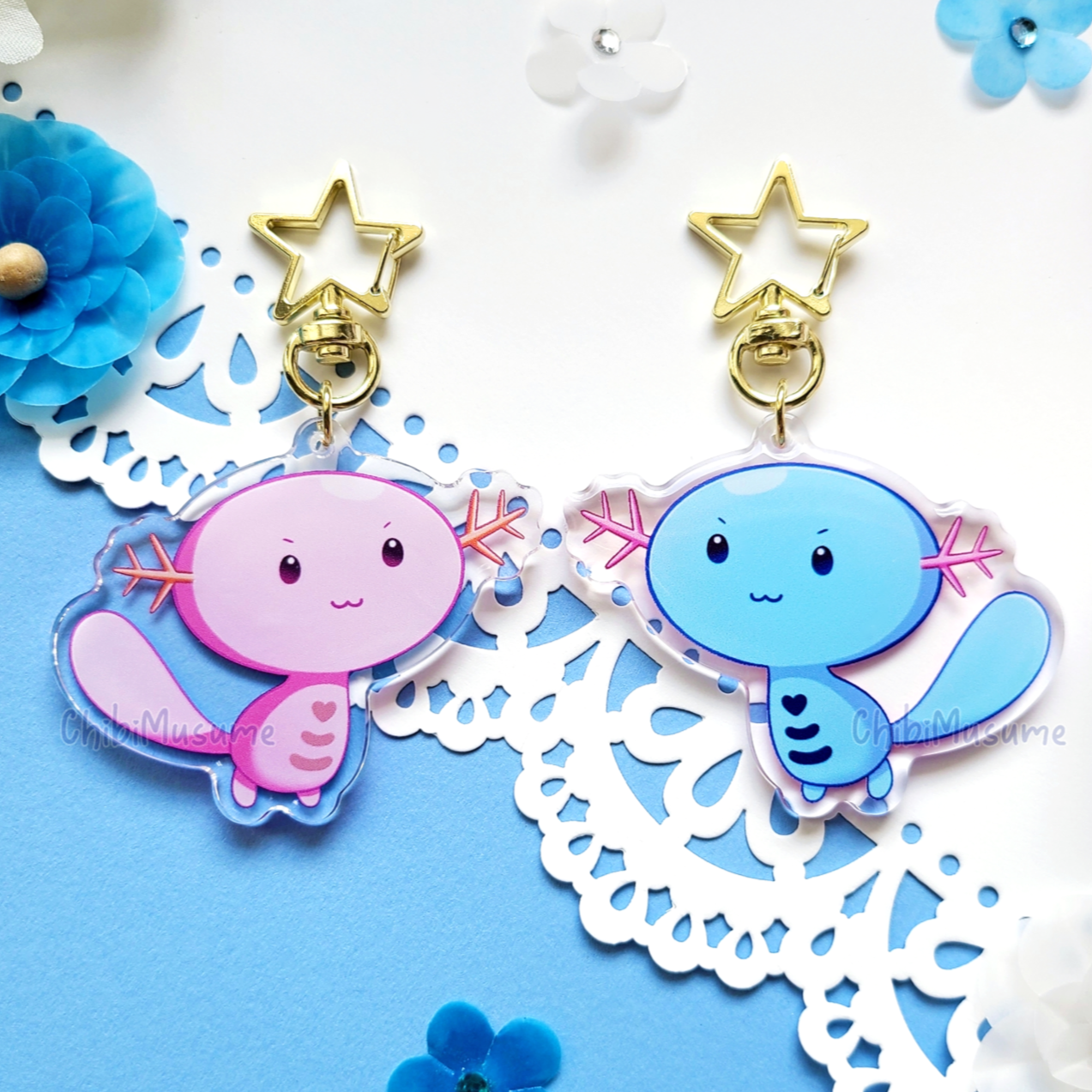 Blue/Pink Axolotl #194 Acrylic Charm