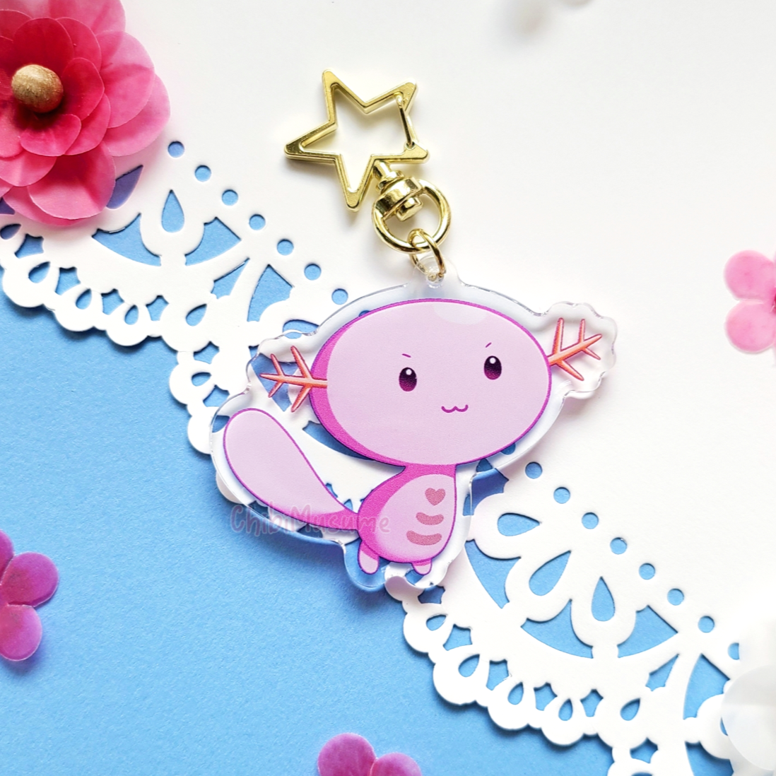 Blue/Pink Axolotl #194 Acrylic Charm