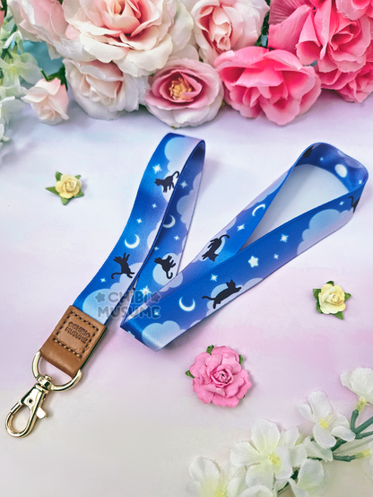 Blue Starry Cat Lanyard