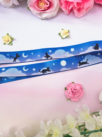 Blue Starry Cat Lanyard