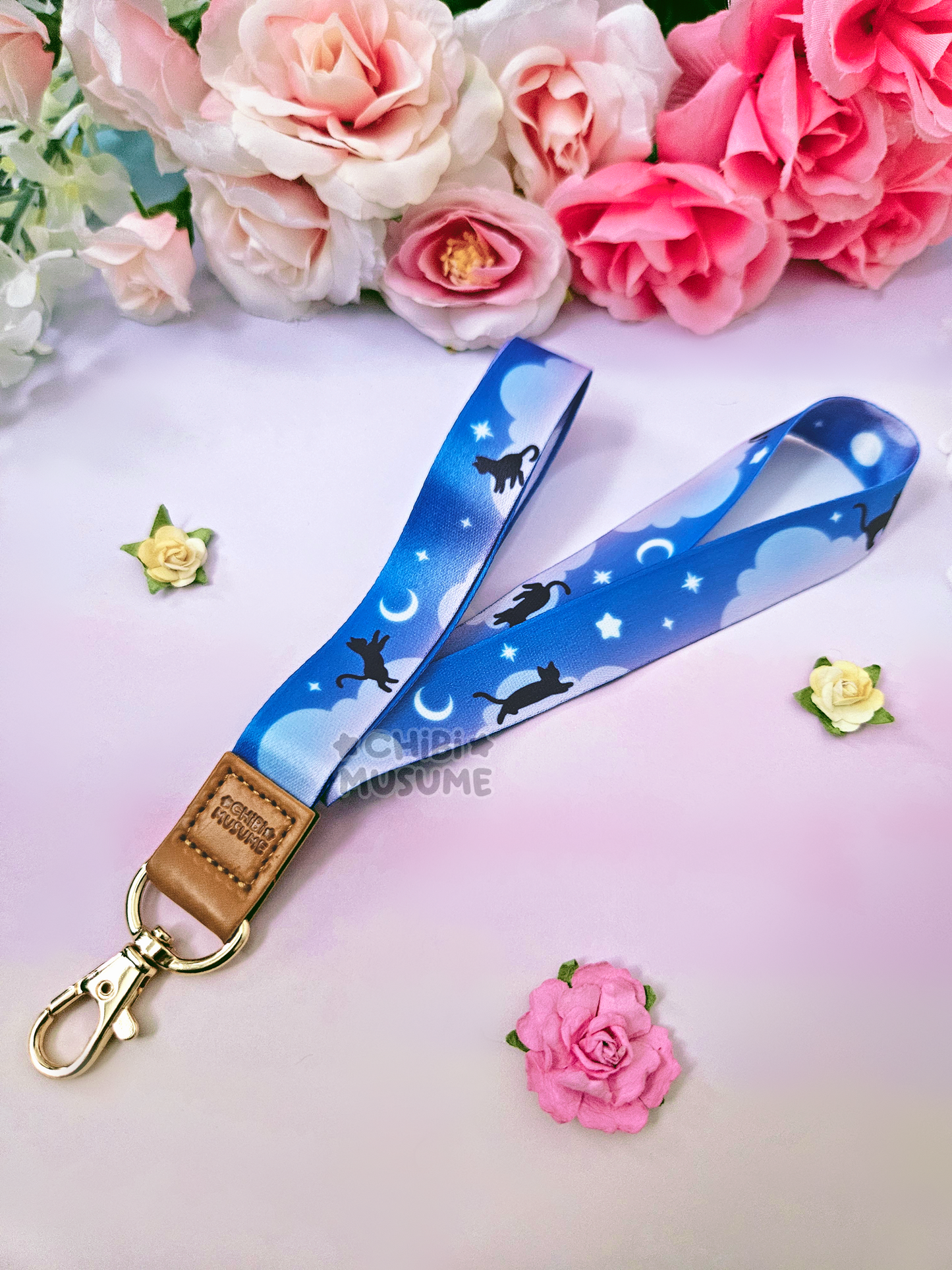 Blue Starry Cat Lanyard