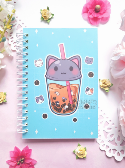 Bubble Tea Cat Boba Reusable Sticker Book