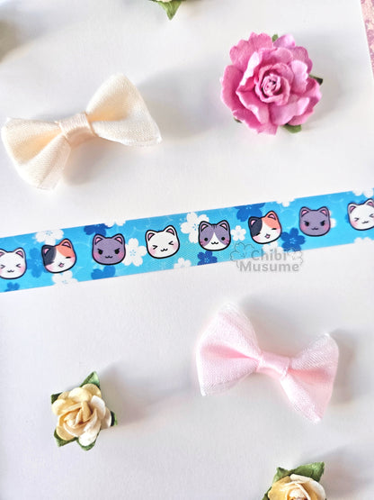 Blue Kitty Cat Sakura Washi Tape