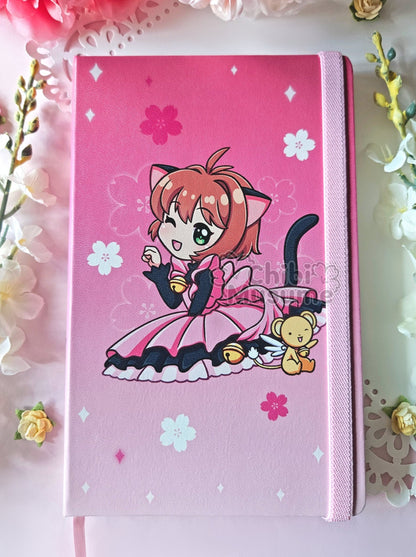 Cat Sakura Leatherette Notebook