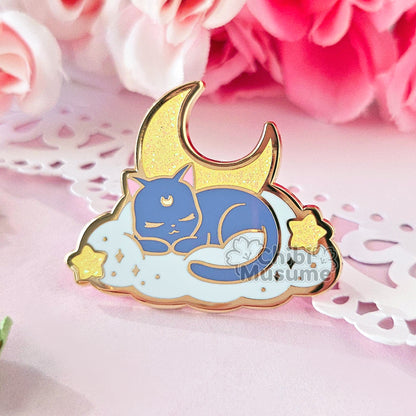 Sleeping Black Cat Enamel Pin