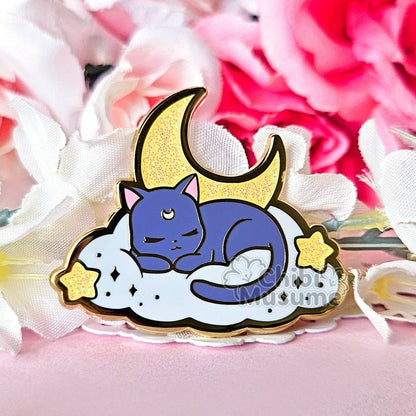 Sleeping Black Cat Enamel Pin