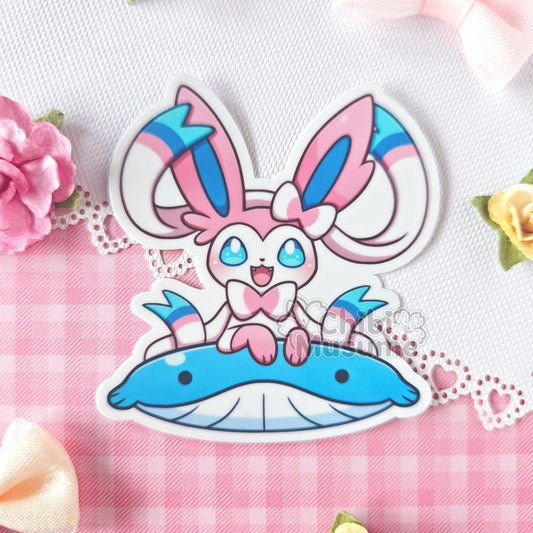 Cute Fairy Fox on Whale Floatie #700 Sticker